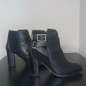 TopShop Ankle Boots Black Leather Suede Size 39